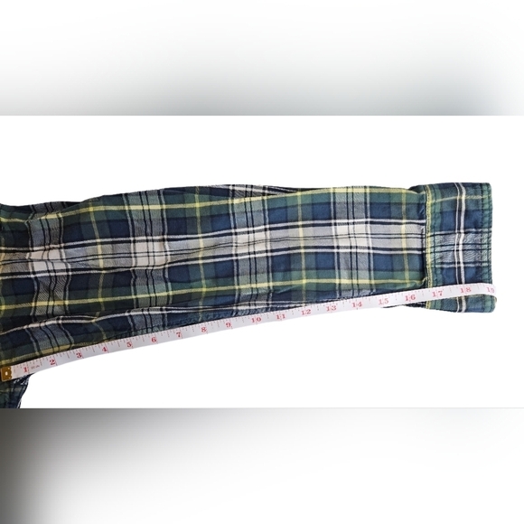 0070 Nautica Plaid Button Up Longsleeve Green Blue Fall Flannel Size Medium - Picture 9 of 9